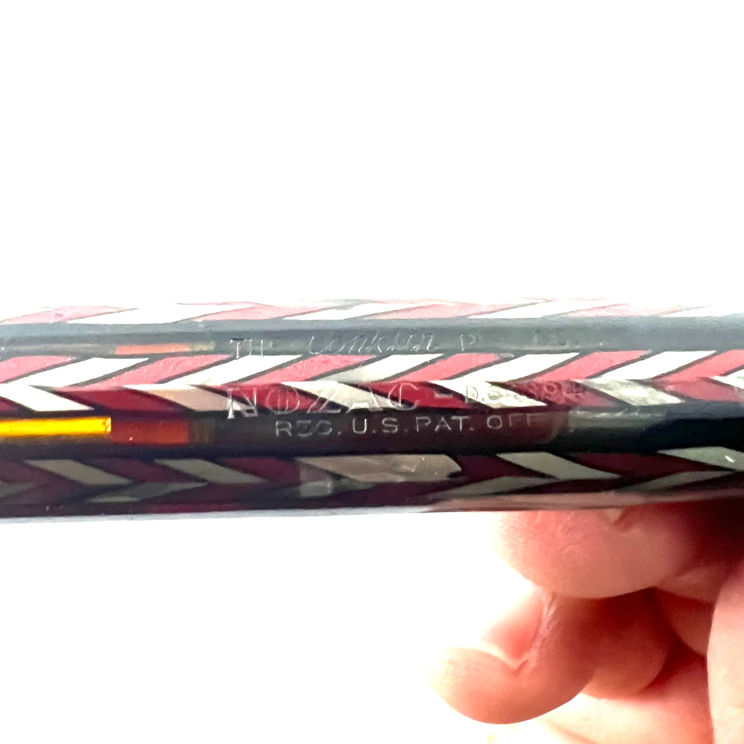 Conklin Nozac 7M Word Gauge Herringbone Silver/Red Fountain Pen - RARE!