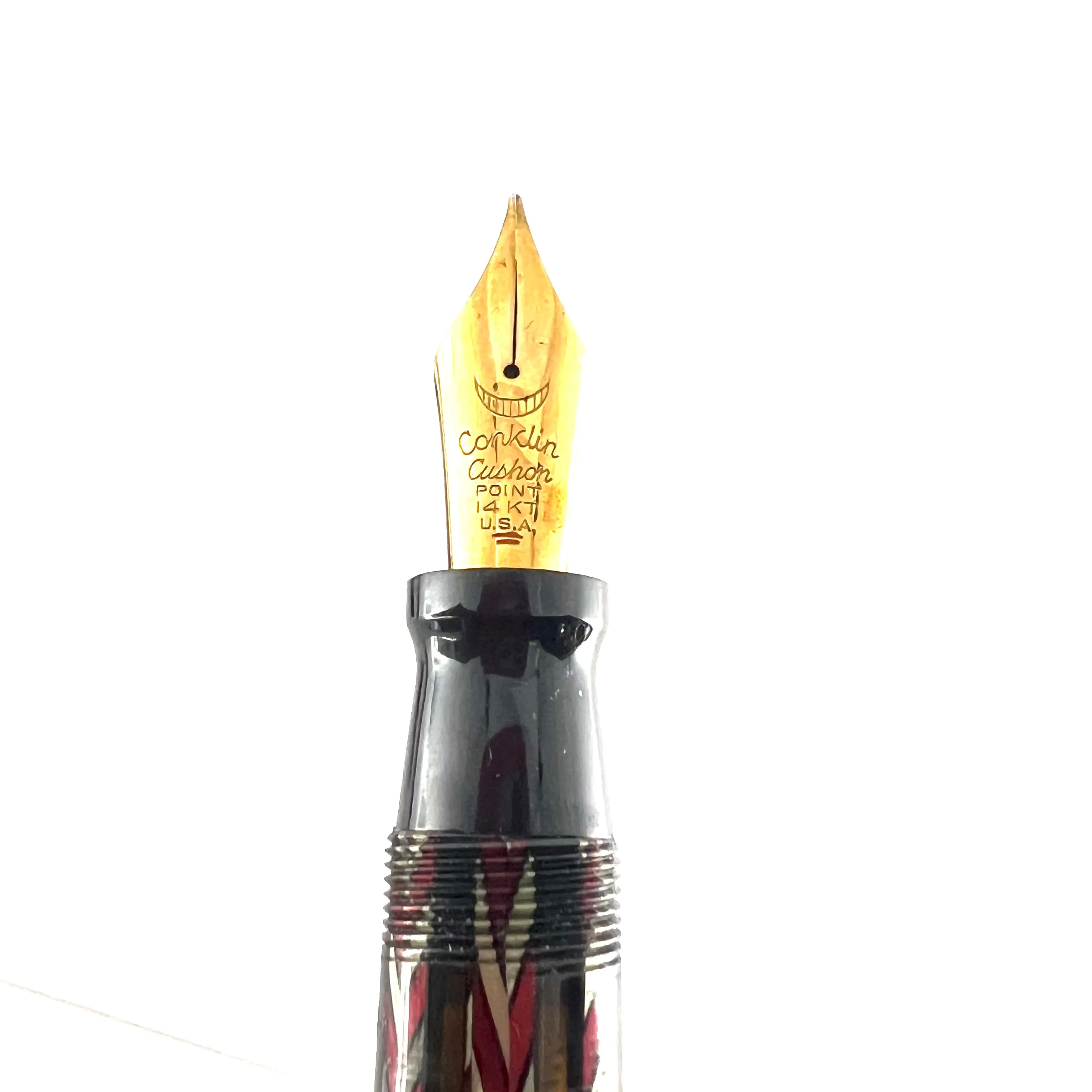 Conklin Nozac 7M Word Gauge Herringbone Silver/Red Fountain Pen - RARE!