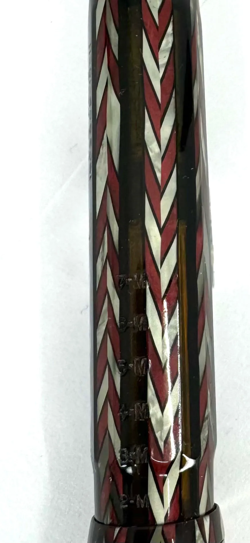 Conklin Nozac 7M Word Gauge Herringbone Silver/Red Fountain Pen - RARE!