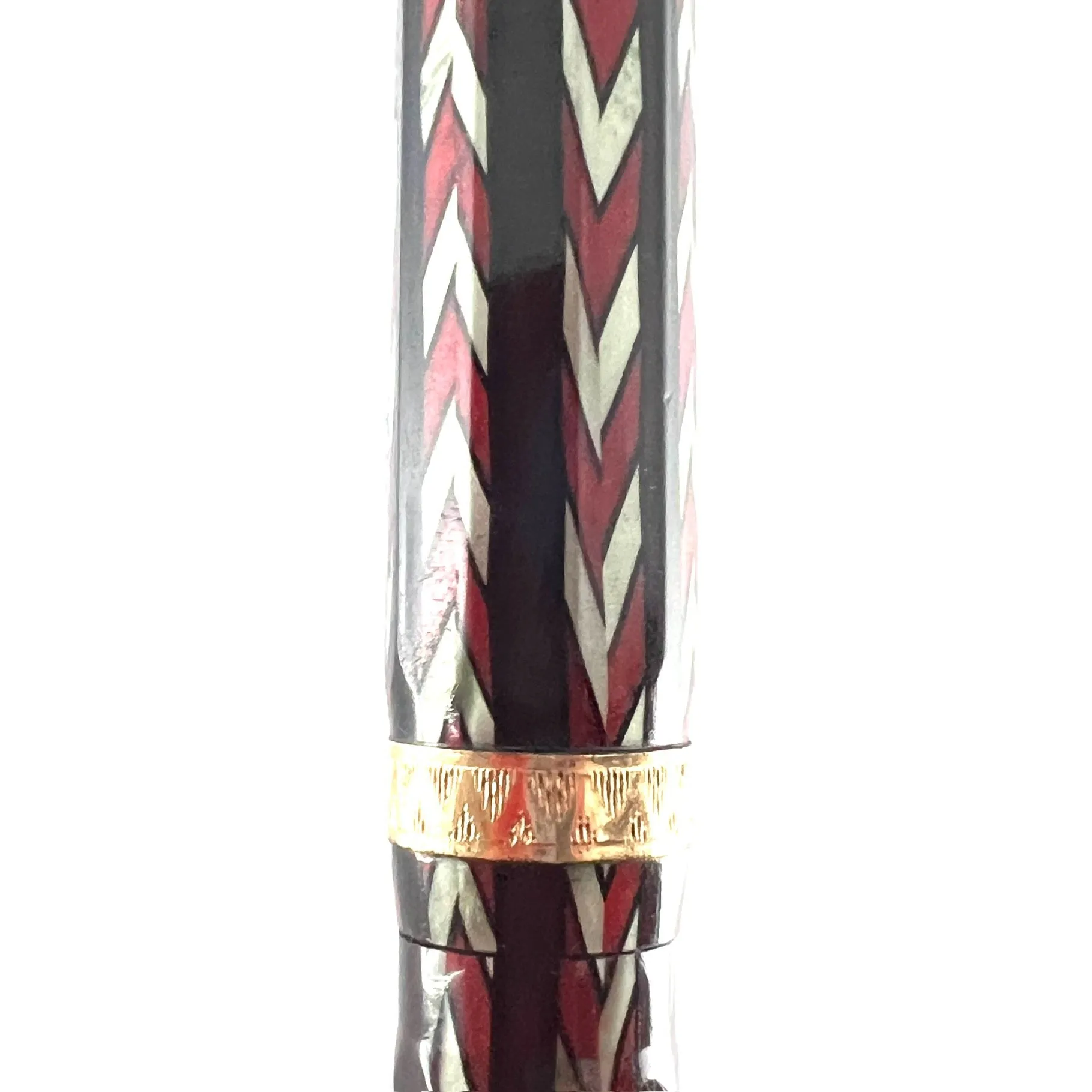 Conklin Nozac 7M Word Gauge Herringbone Silver/Red Fountain Pen - RARE!