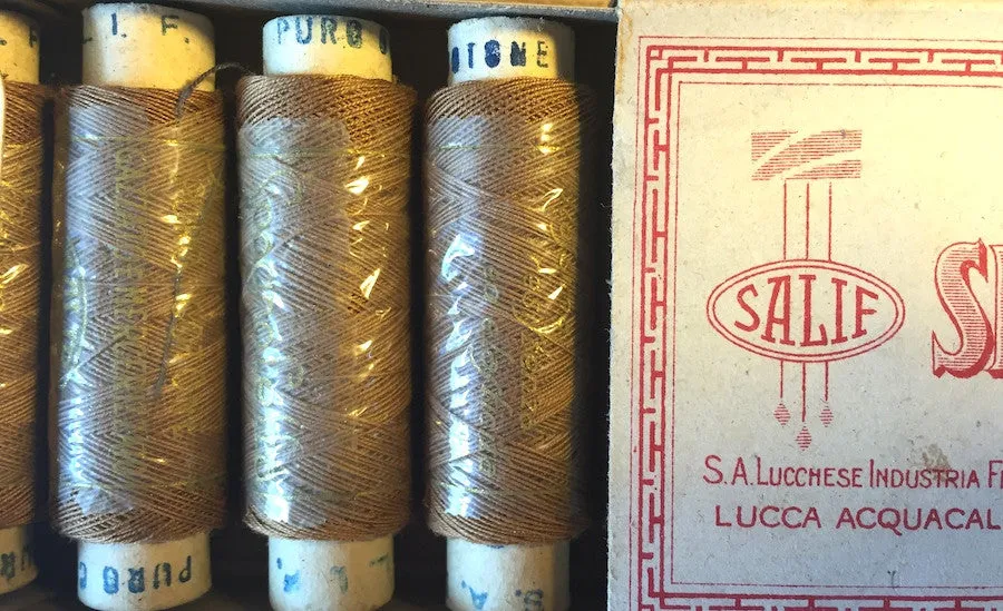 Cotton Thread 12 spools x 50yds Vintage Italian MONA LISA Box LOTS of Shades