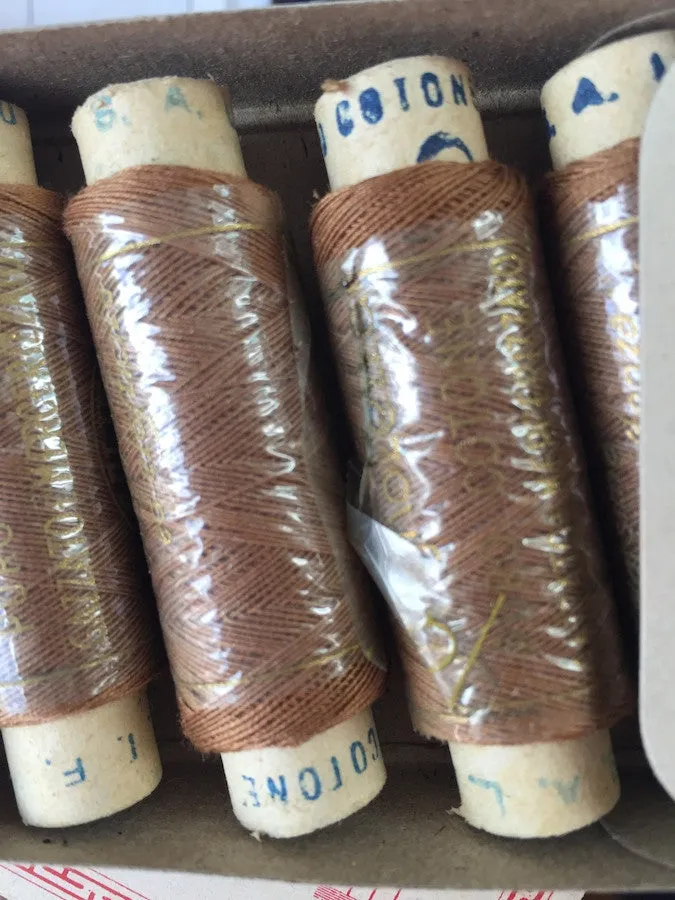 Cotton Thread 12 spools x 50yds Vintage Italian MONA LISA Box LOTS of Shades