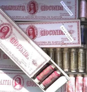 Cotton Thread 12 spools x 50yds Vintage Italian MONA LISA Box LOTS of Shades
