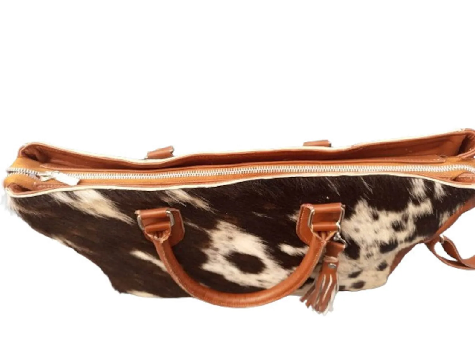 Cowhide Tote Purse Dark Tricolor