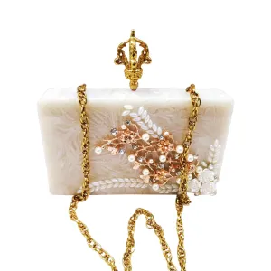 Crystal Flower Resin Clutch Bag