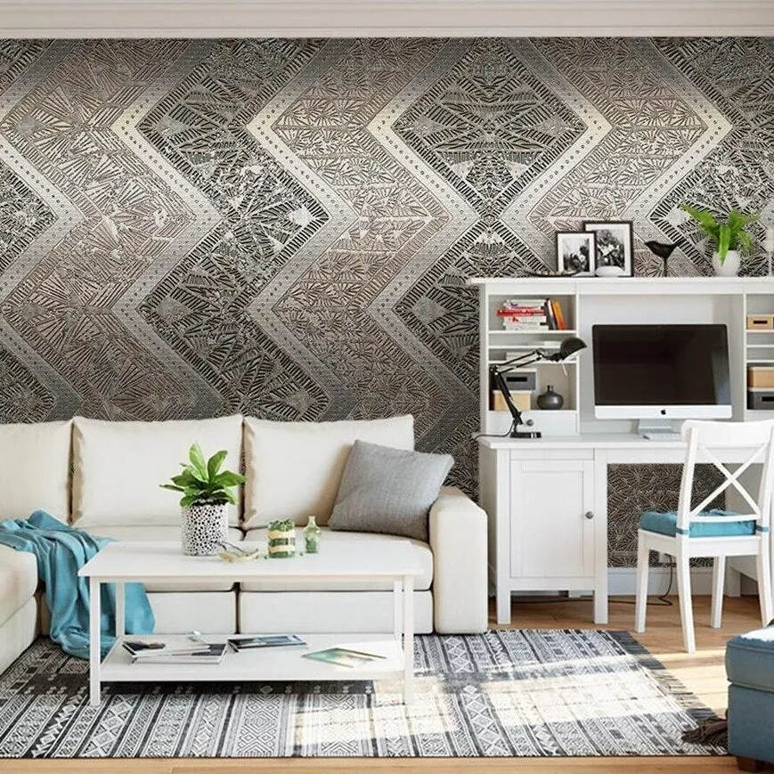 Custom Wallpaper Mural Modern Metal Effect Abstract Pattern (㎡)