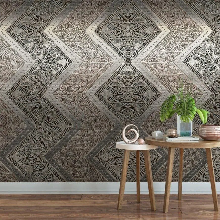 Custom Wallpaper Mural Modern Metal Effect Abstract Pattern (㎡)