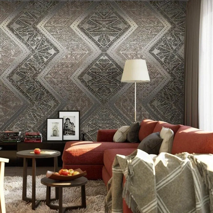 Custom Wallpaper Mural Modern Metal Effect Abstract Pattern (㎡)