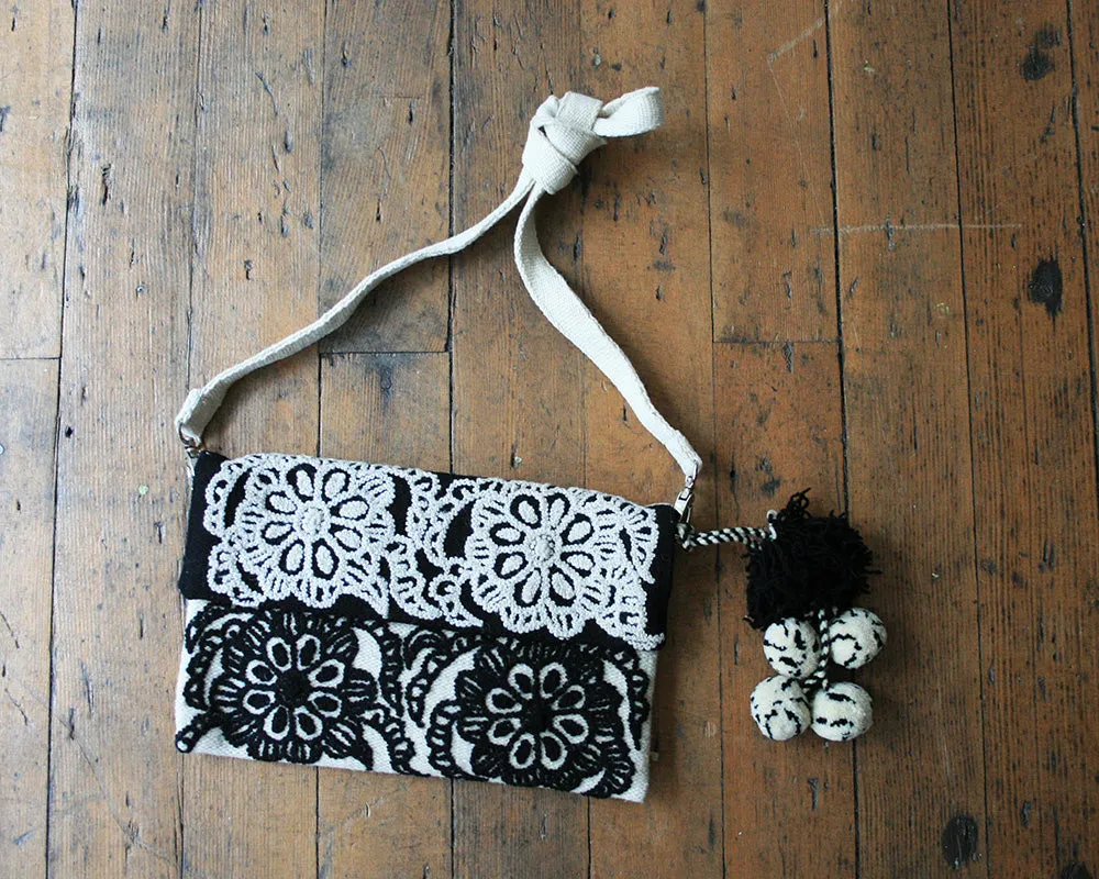 Dahlia Embroidered Wool Handbag