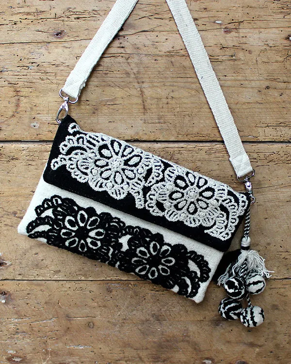 Dahlia Embroidered Wool Handbag