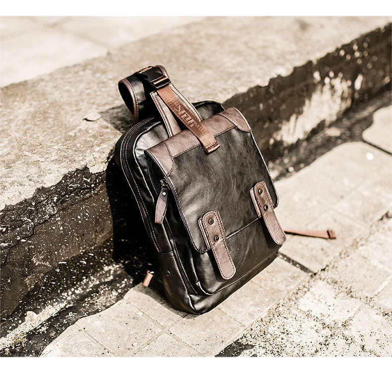 DRACONITE CHEST BLACK CASUAL WATERPROOF PU LEATHER MESSENGER BAG