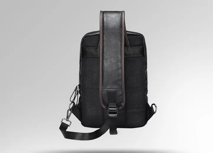 DRACONITE CHEST BLACK CASUAL WATERPROOF PU LEATHER MESSENGER BAG