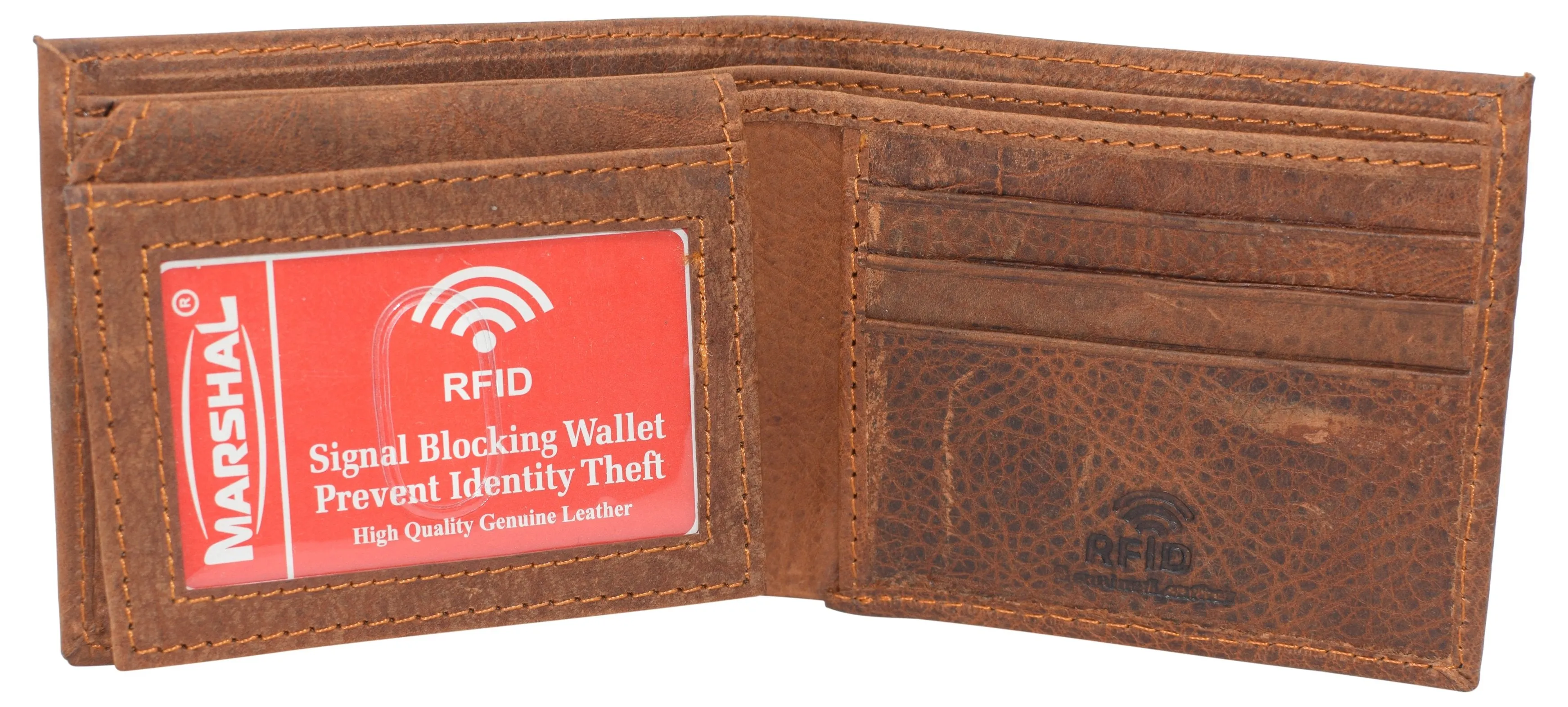 Eagle USA RFID Blocking Real Leather Bifold Classic Wallet for Men