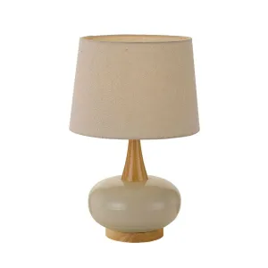 Earl White and Oak Ovate Base Table Lamp