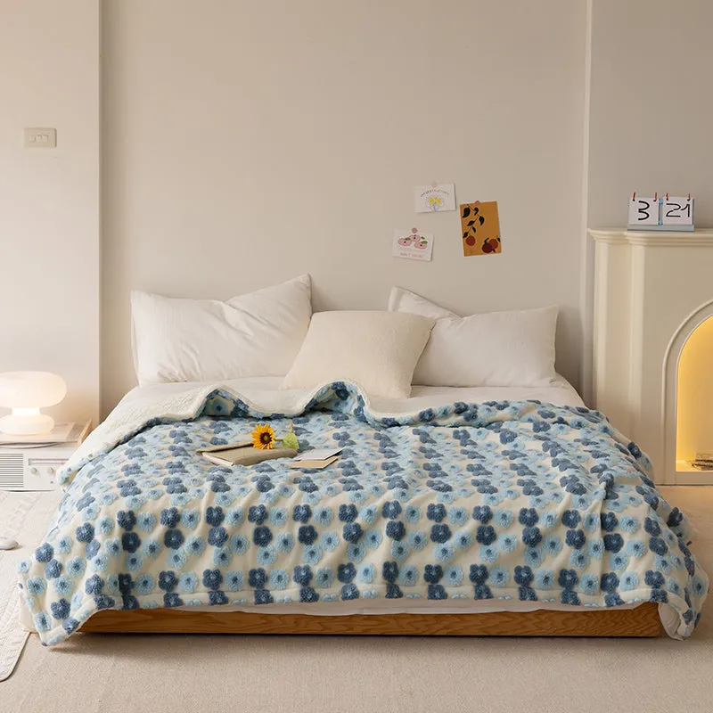 Embossed Flowers Fleece Throw Blanket
