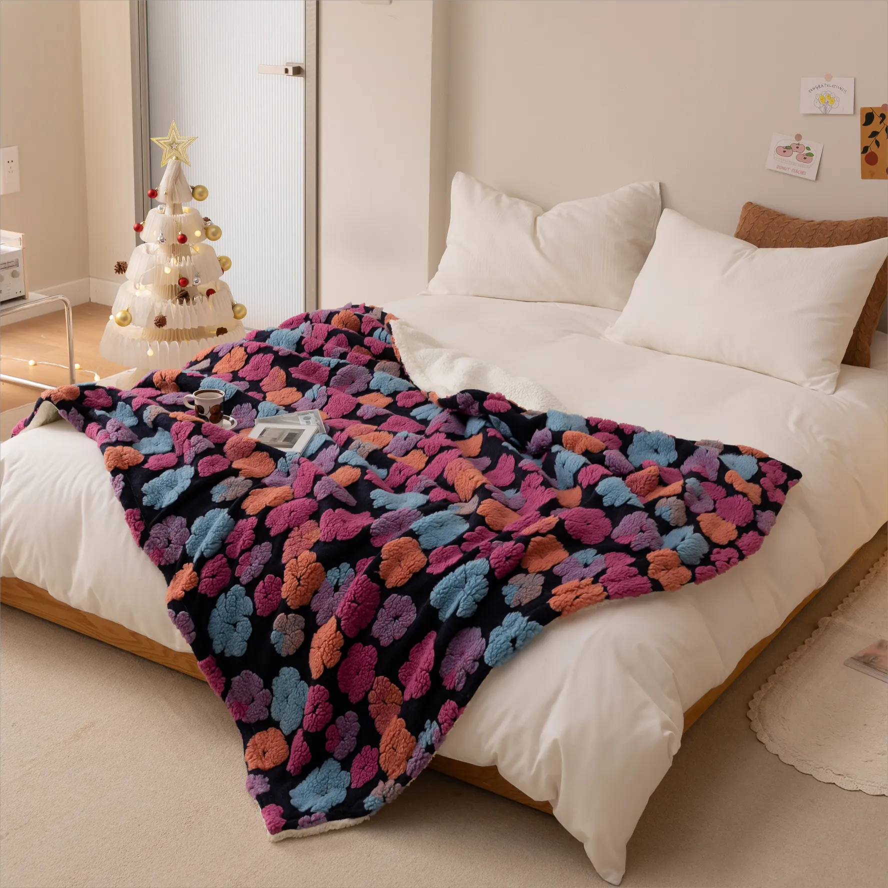 Embossed Flowers Fleece Throw Blanket
