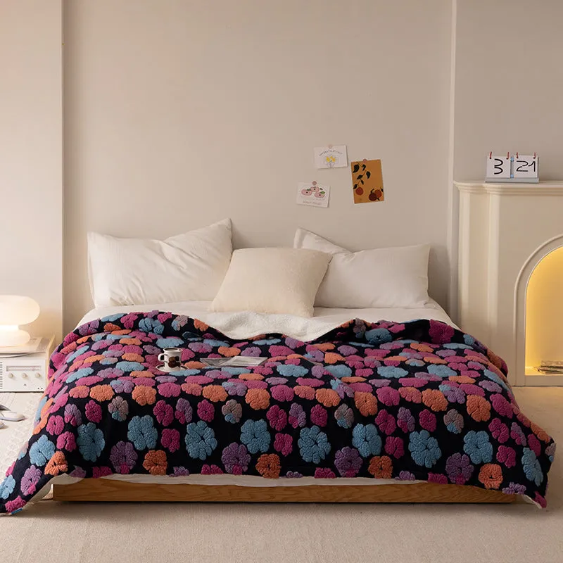 Embossed Flowers Fleece Throw Blanket