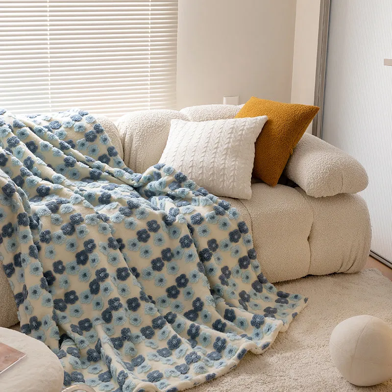 Embossed Flowers Fleece Throw Blanket