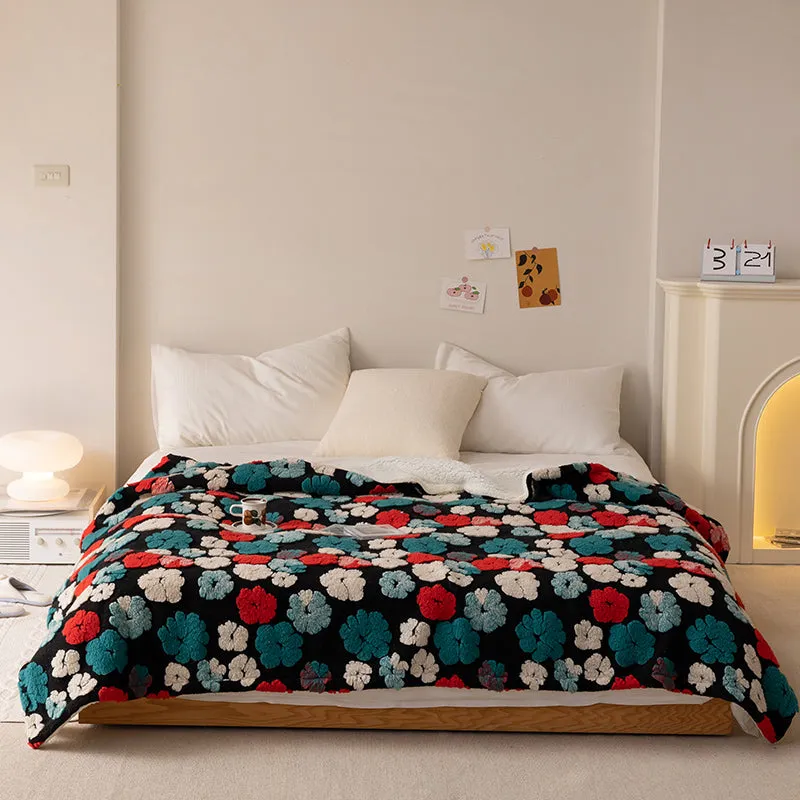 Embossed Flowers Fleece Throw Blanket