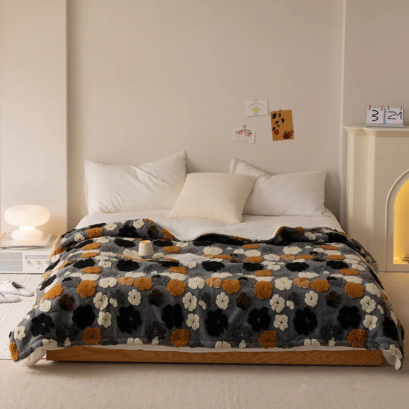 Embossed Flowers Fleece Throw Blanket
