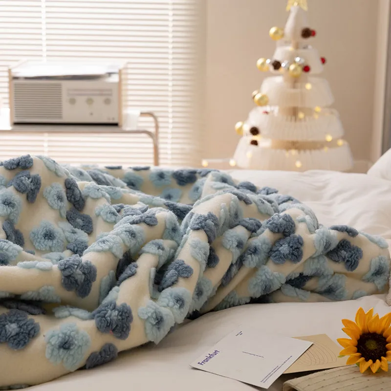 Embossed Flowers Fleece Throw Blanket