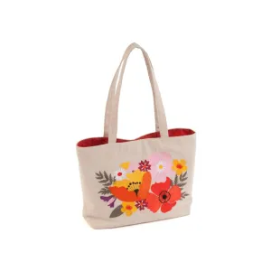 Embroidered Flowers Shoulder Tote Craft Bag