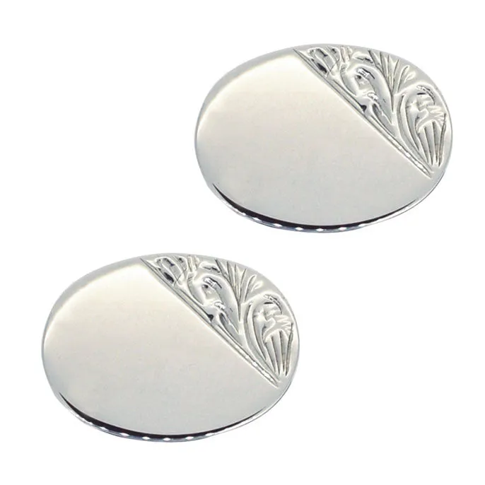Engraved Silver Cuff Links