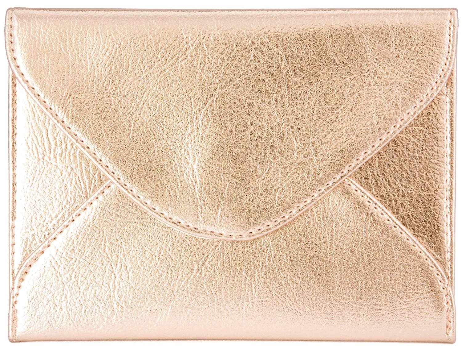 Extra-Small Envelope Clutch Bag, 6.7 x 5.2 inches, Metallic Rose Gold For Cosmetics, Makeup, Cellphone, and Wallet - Made of Premium Vegan Leather (XSV5)