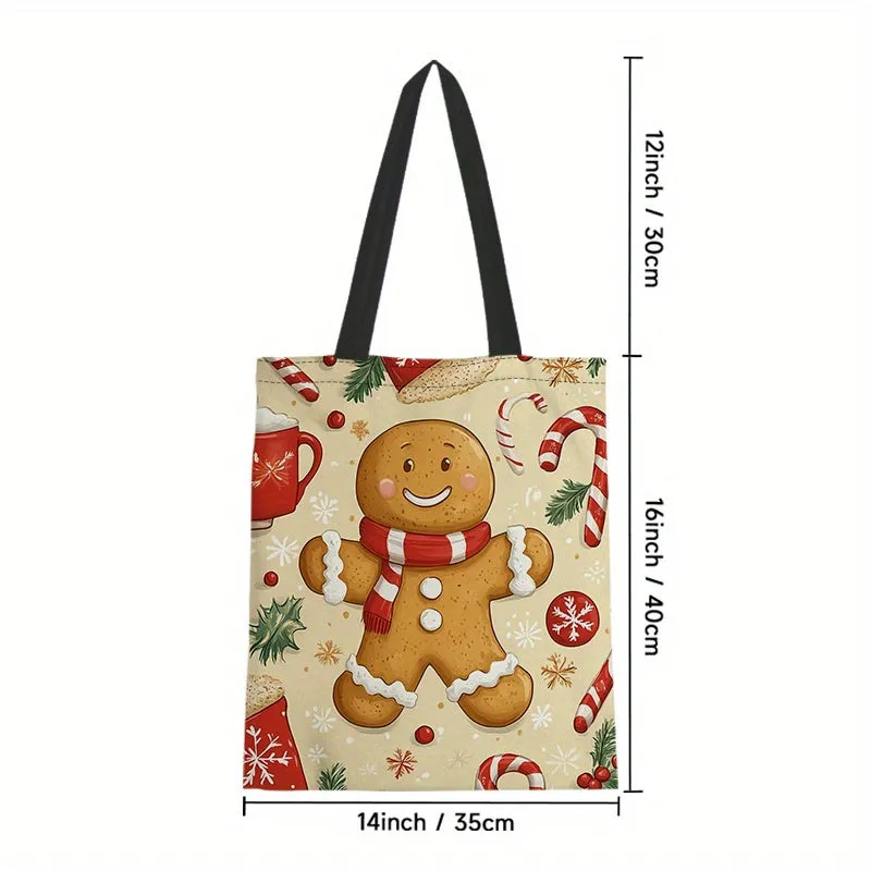 Festive Christmas Tote Bag for Women - Durable Polyester, Top Handle Satchel & Shoulder Handbag for Shopping, Christmas Bags
