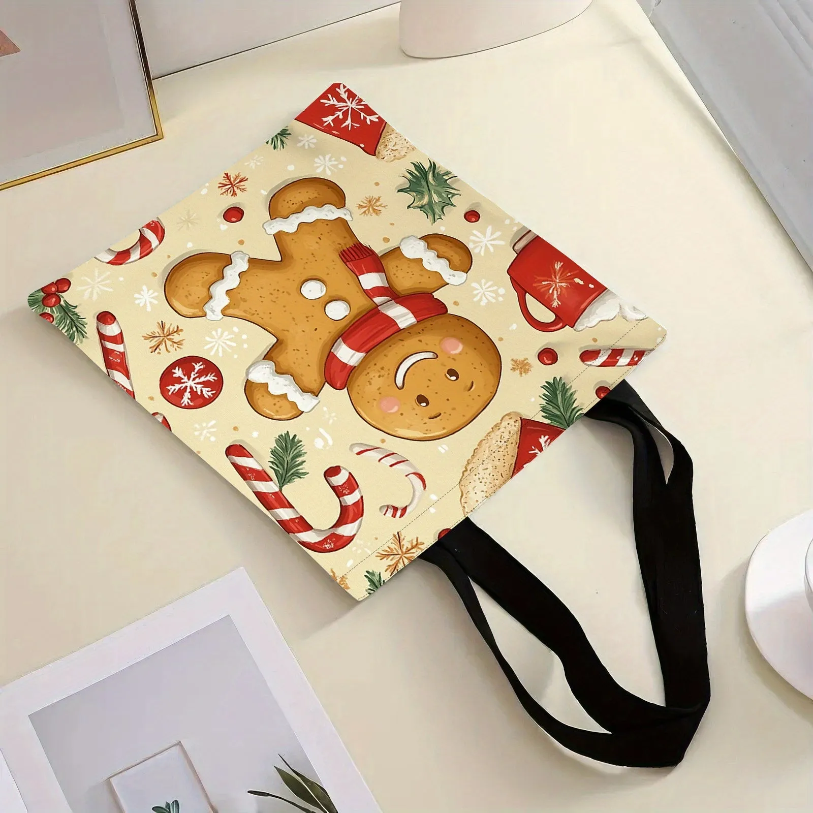 Festive Christmas Tote Bag for Women - Durable Polyester, Top Handle Satchel & Shoulder Handbag for Shopping, Christmas Bags