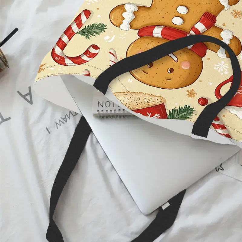 Festive Christmas Tote Bag for Women - Durable Polyester, Top Handle Satchel & Shoulder Handbag for Shopping, Christmas Bags