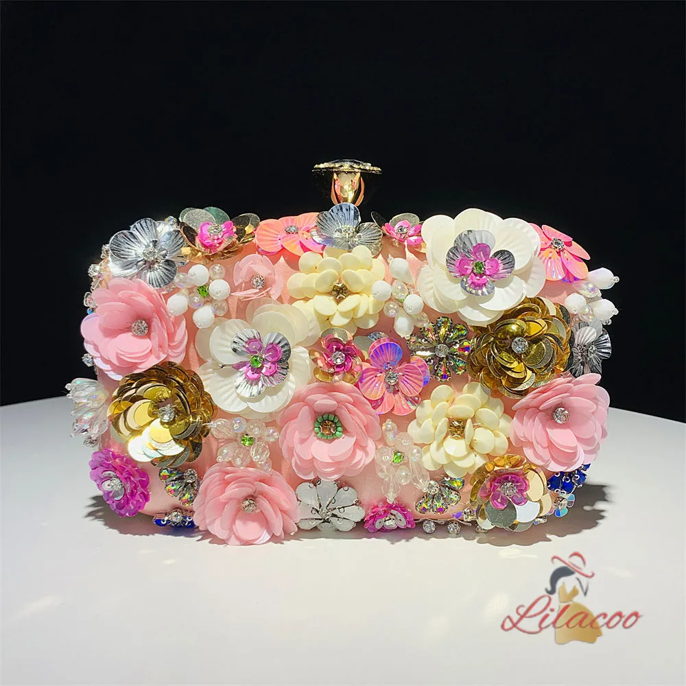 Flower Beaded Bag Banquet Wedding Dinner Bag