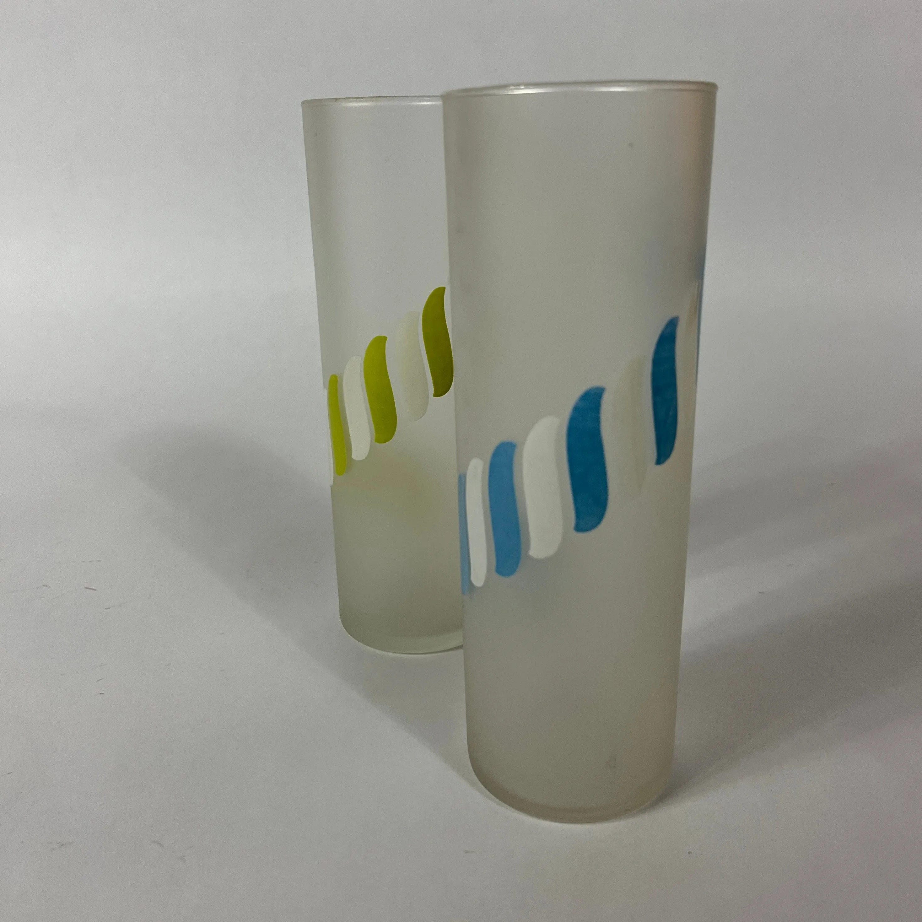 Frosted Ribbon Vintage Collins Drinks Glasses, Set of 6