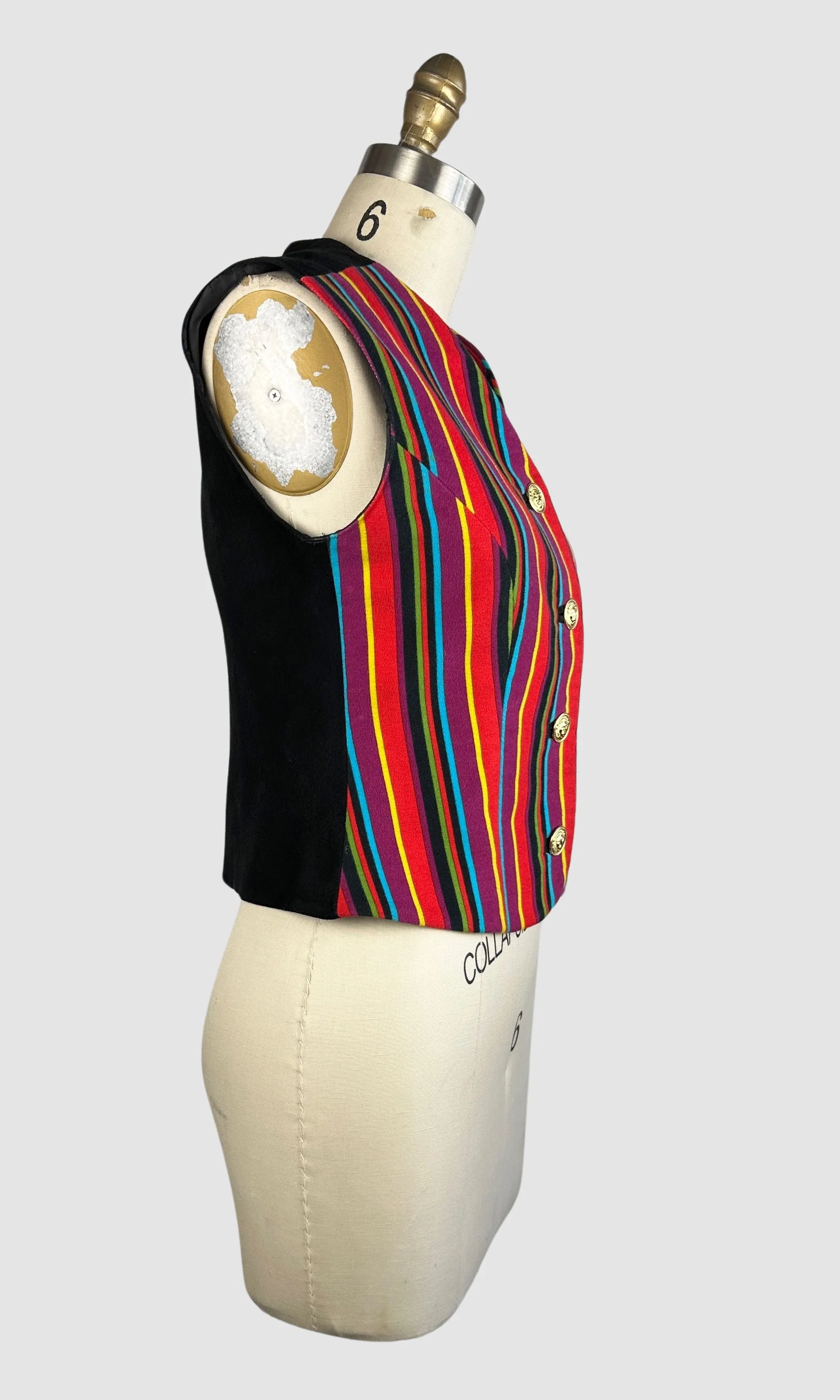 GIANNI VERSACE VERSUS 90s Striped Velveteen and Suede Vest • Small