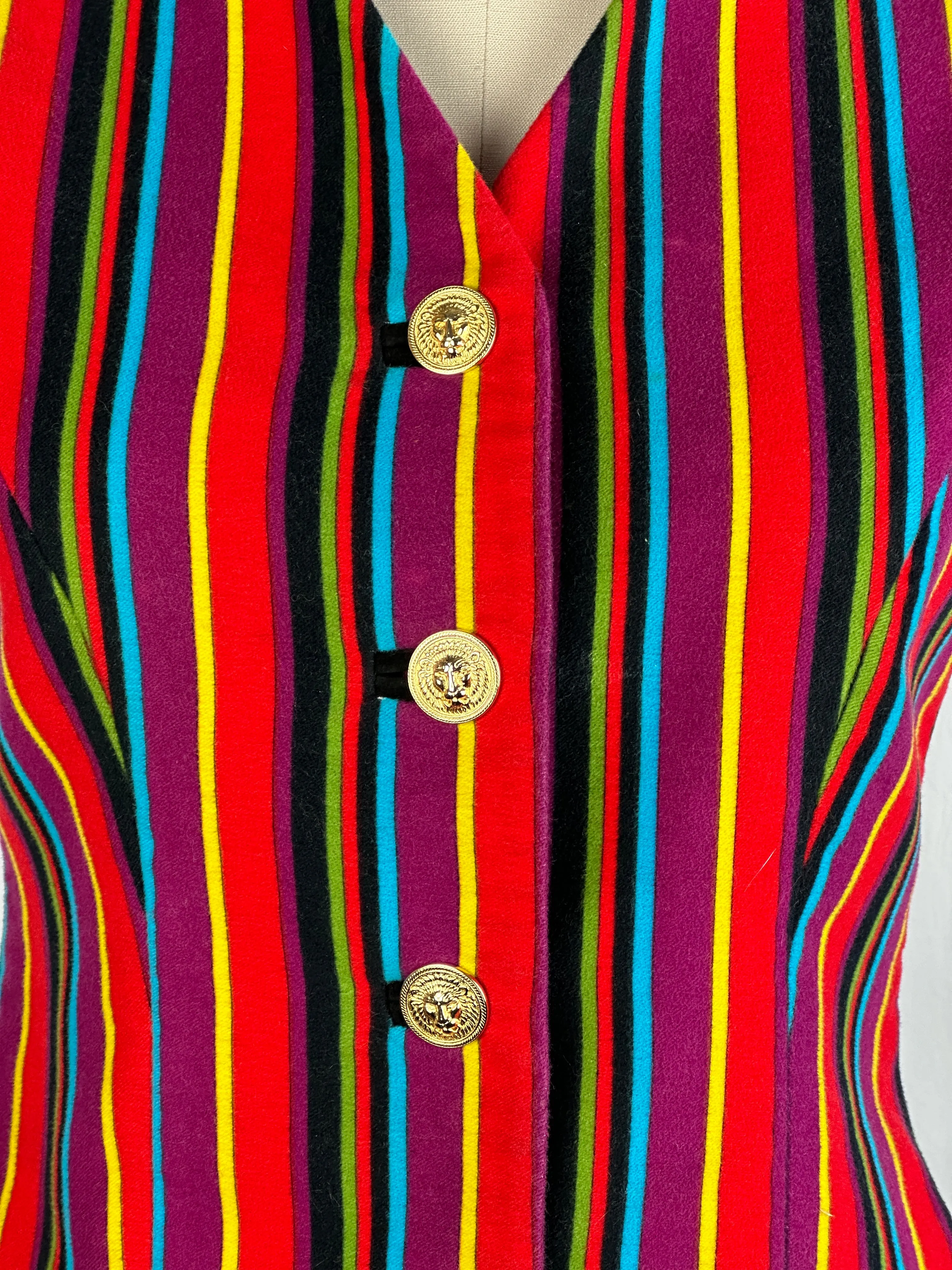 GIANNI VERSACE VERSUS 90s Striped Velveteen and Suede Vest • Small