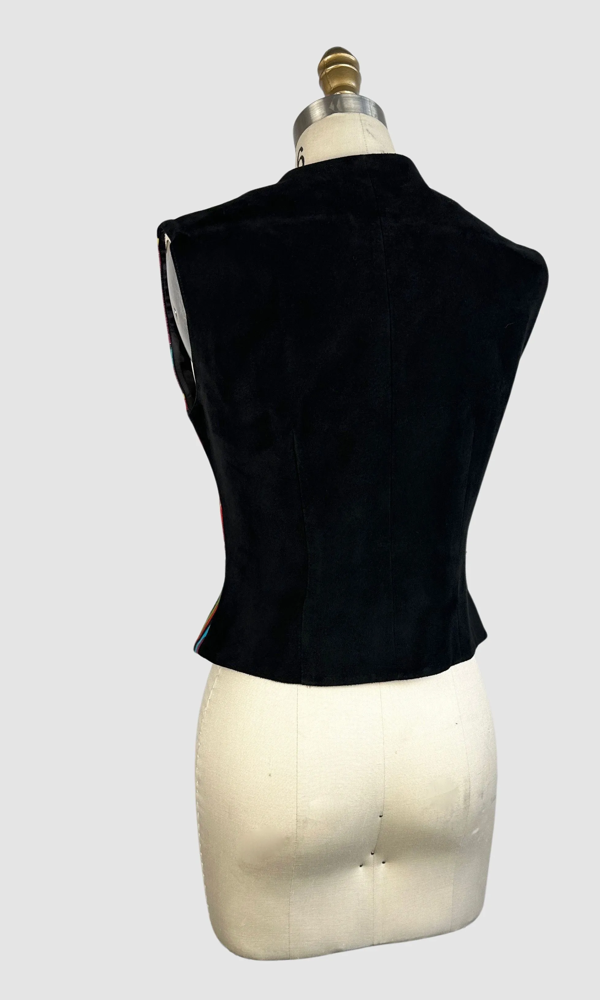 GIANNI VERSACE VERSUS 90s Striped Velveteen and Suede Vest • Small