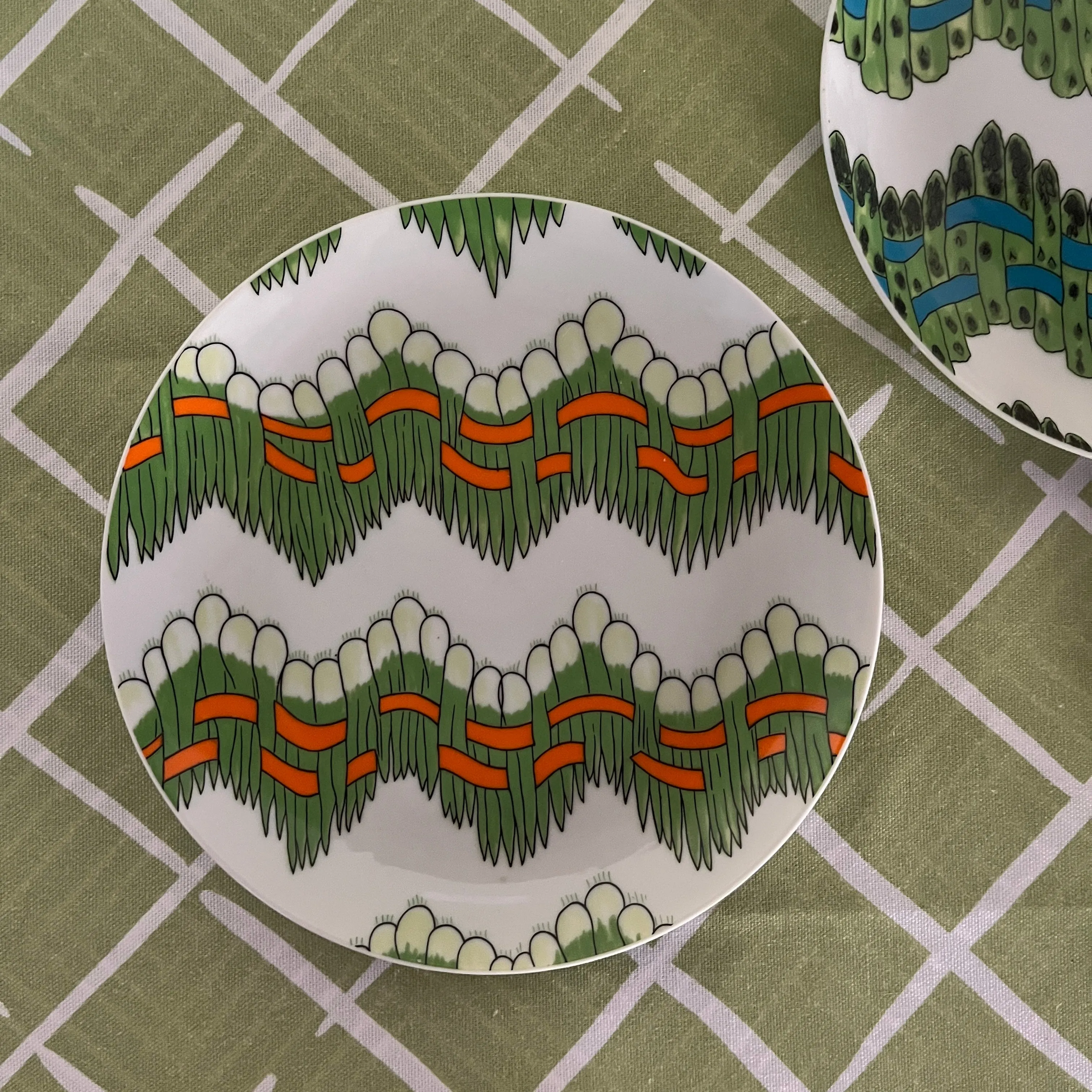 Graphic Vegetable Salad or Dessert Plates, Set of 4