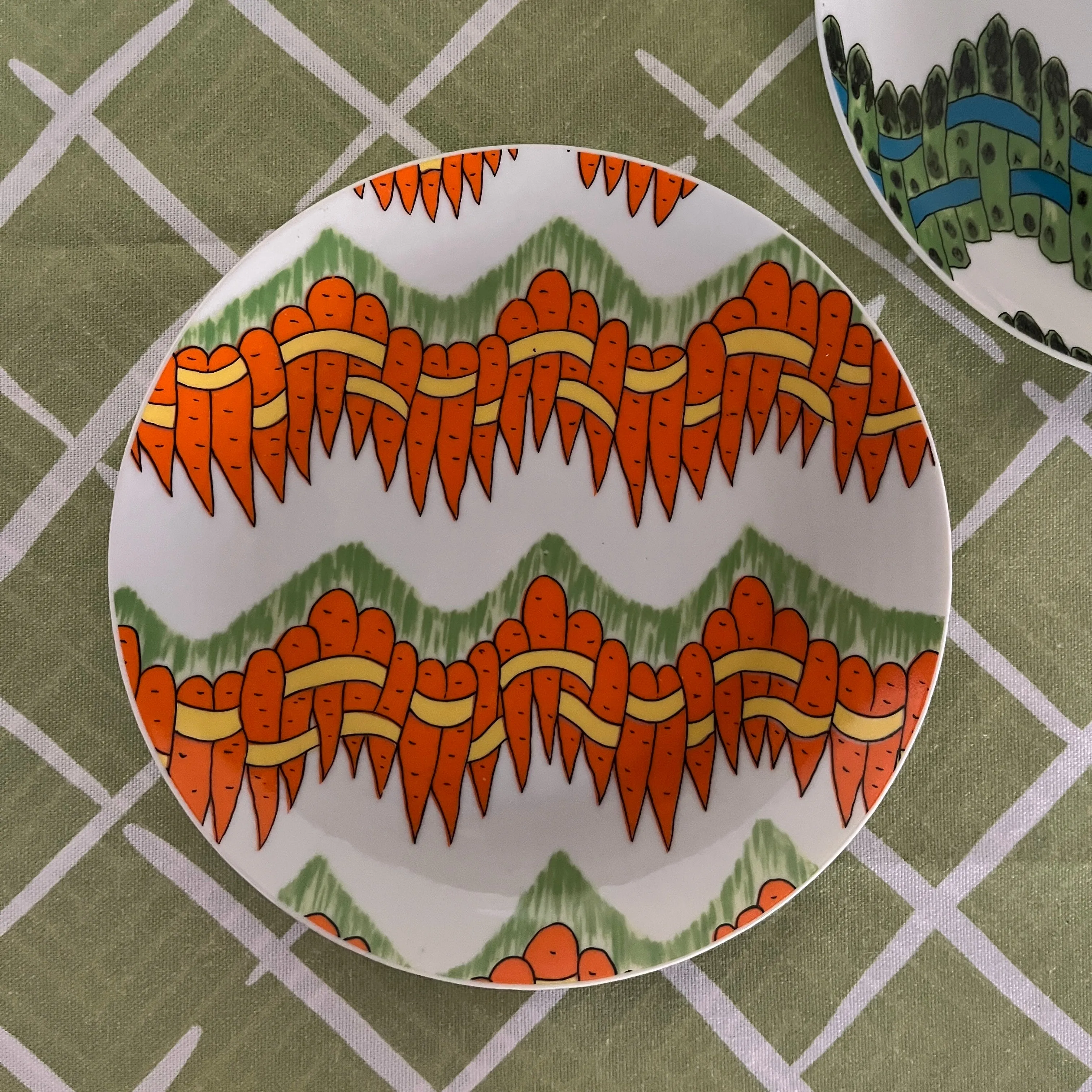 Graphic Vegetable Salad or Dessert Plates, Set of 4