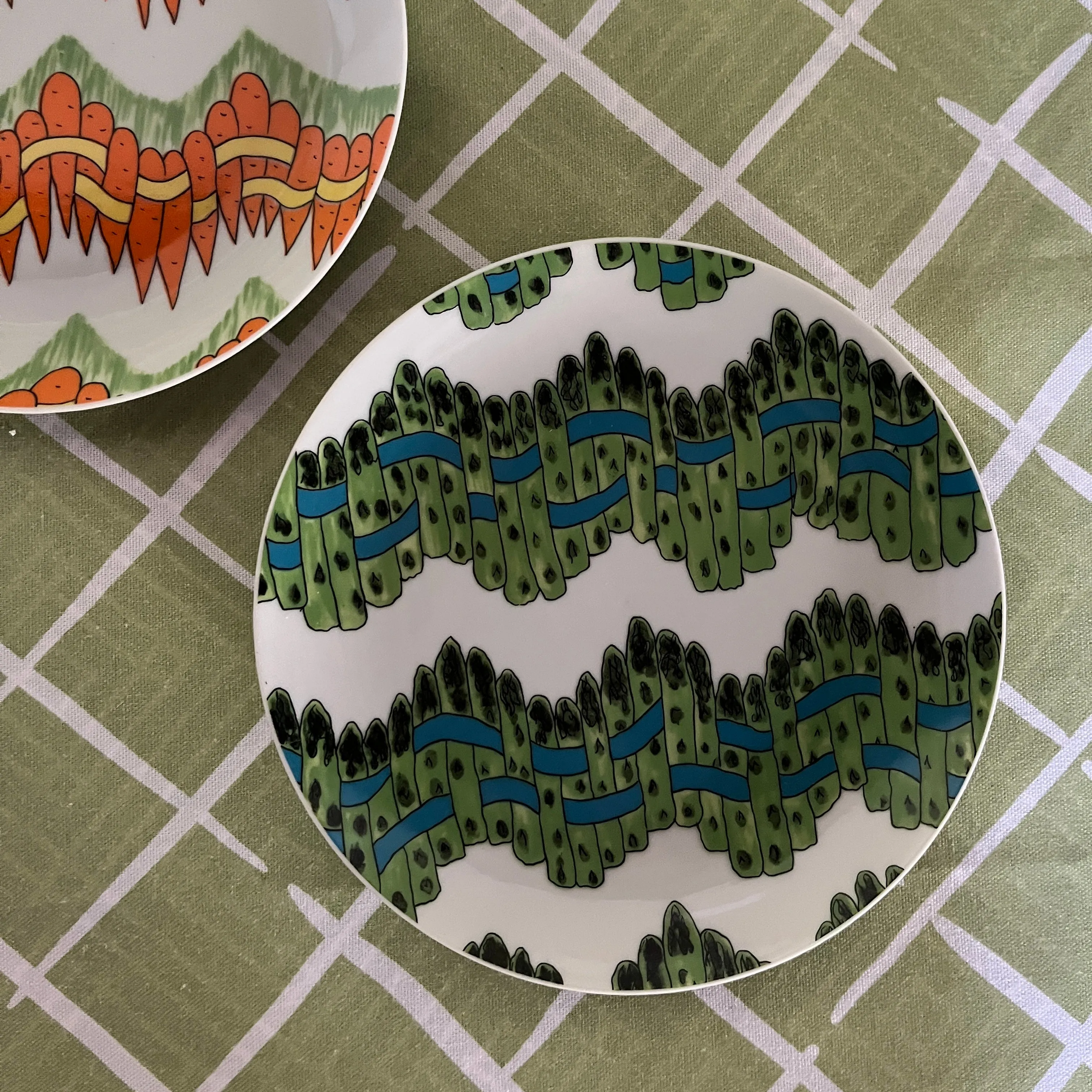 Graphic Vegetable Salad or Dessert Plates, Set of 4