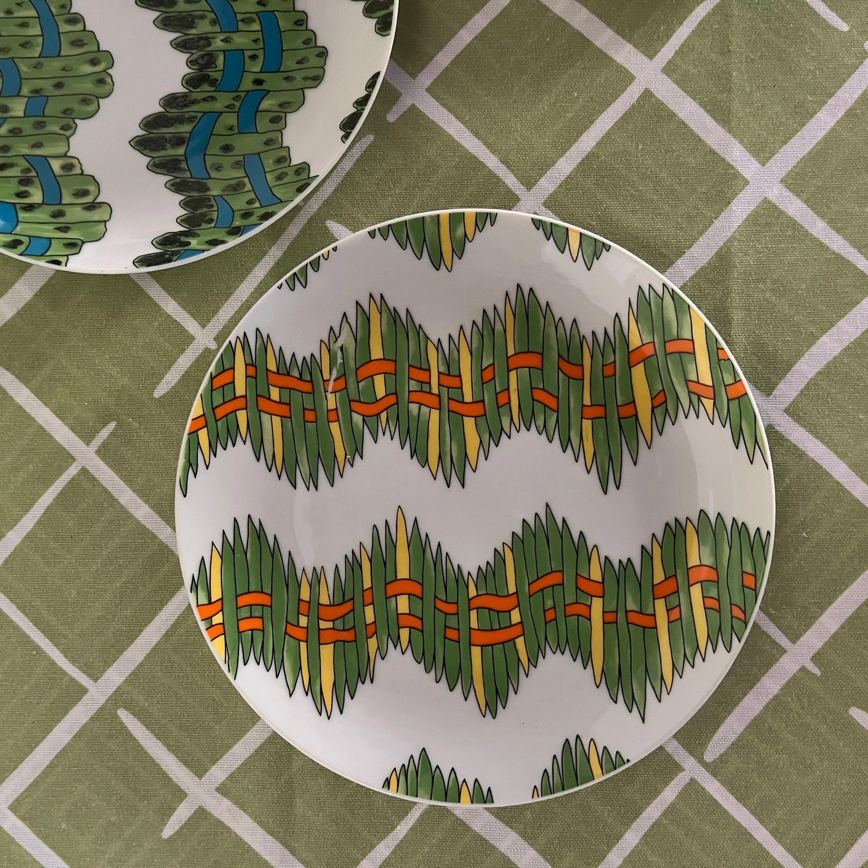 Graphic Vegetable Salad or Dessert Plates, Set of 4