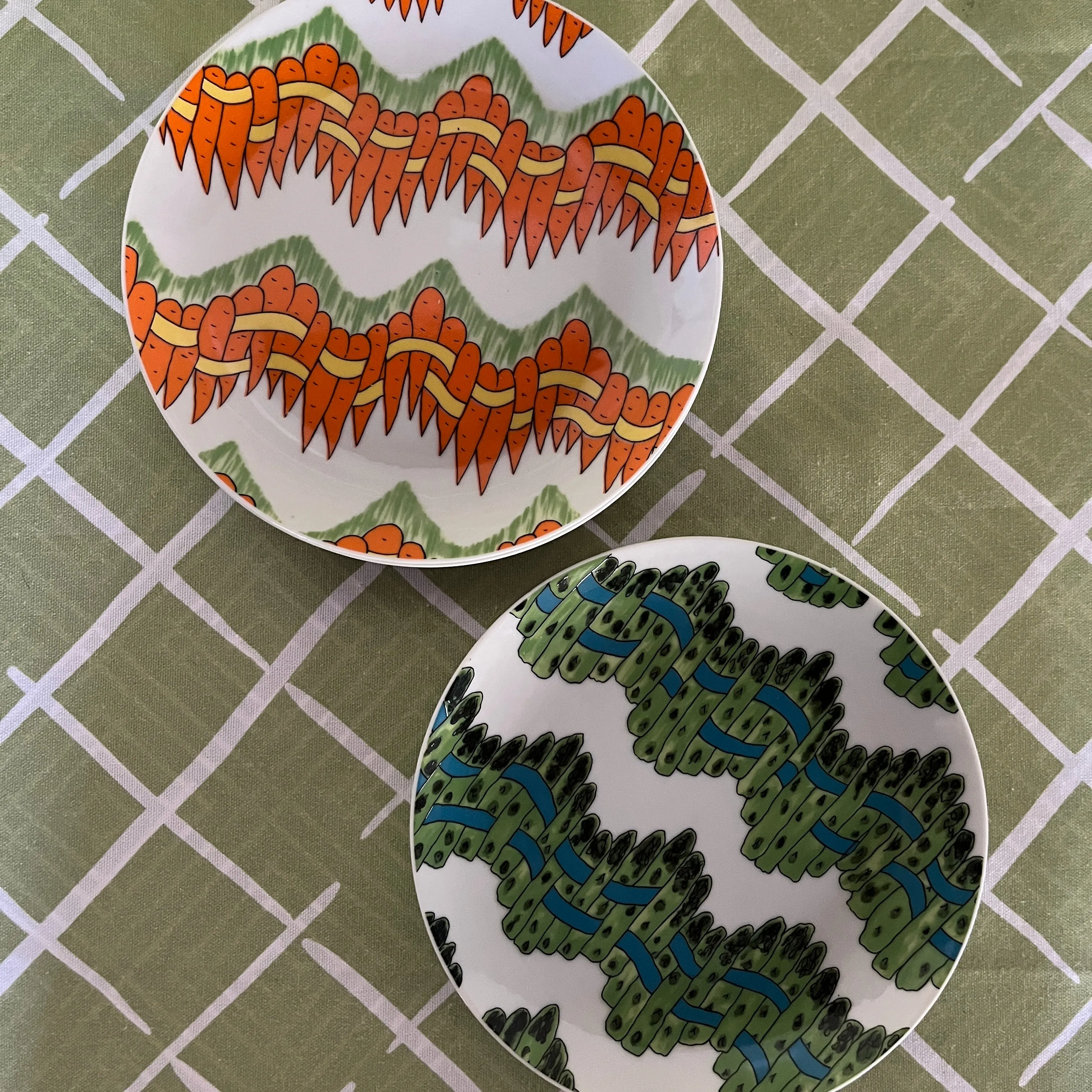 Graphic Vegetable Salad or Dessert Plates, Set of 4