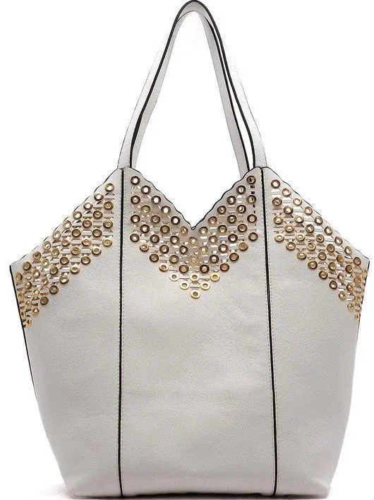 Grommet Tote Bag in White