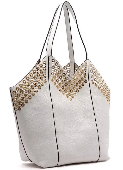 Grommet Tote Bag in White