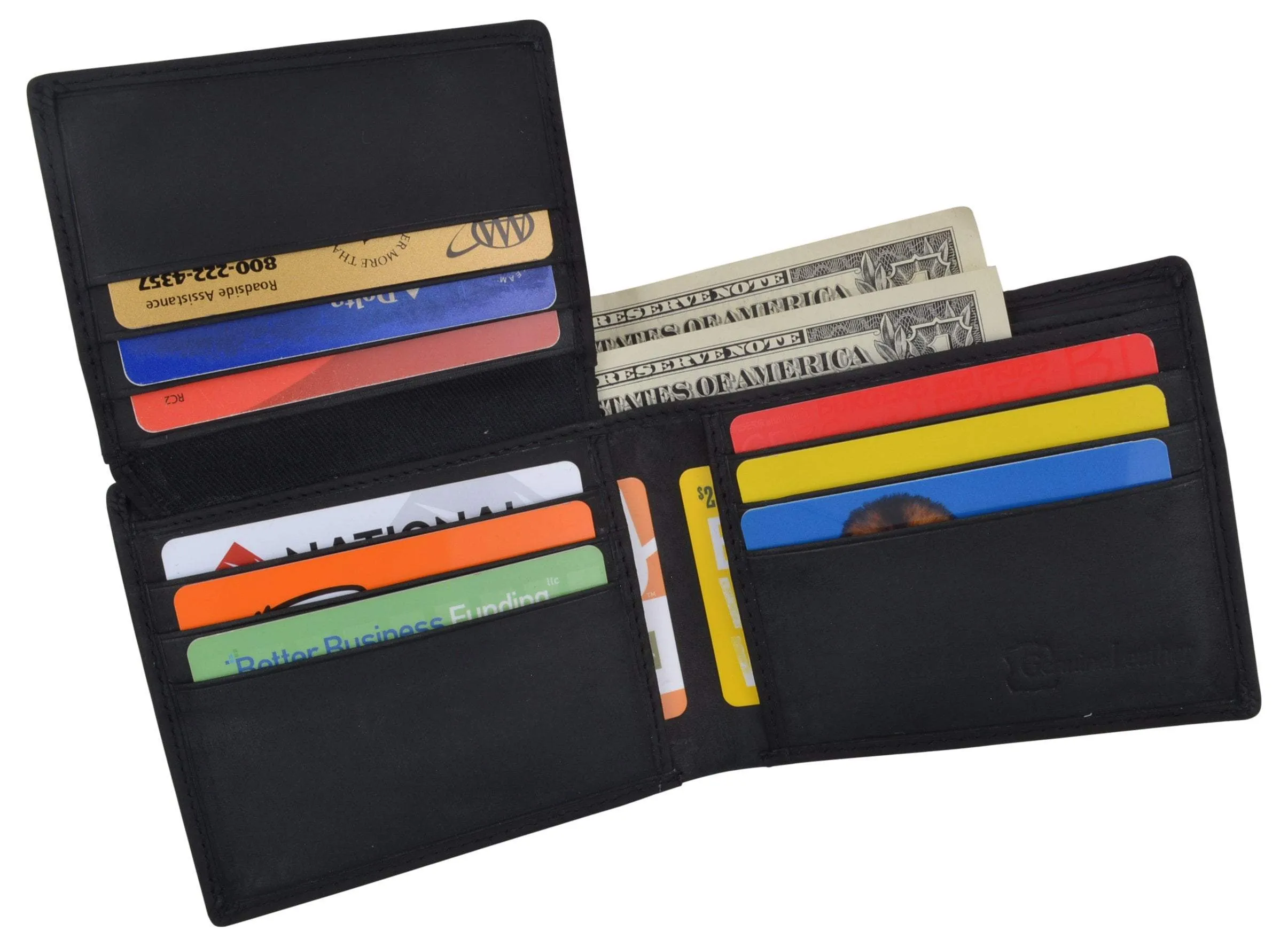 Guadalupe Virgin Logo RFID Genuine Leather Mens Bifold Wallet