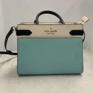 Handbag Designer By Kate Spade In Blue & Cream, Size:Medium