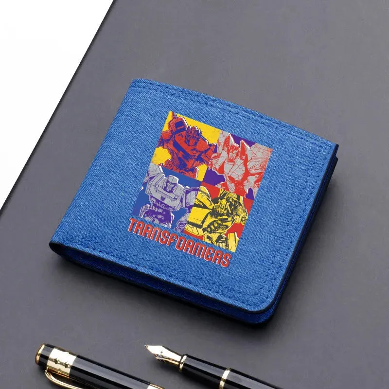 Hasbro Transformers Canvas Men Wallet Black/blue/gray Card Holder Wallet Male Money Bag bank Holder Short Purse Credit Case Bag