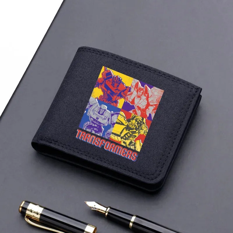 Hasbro Transformers Canvas Men Wallet Black/blue/gray Card Holder Wallet Male Money Bag bank Holder Short Purse Credit Case Bag