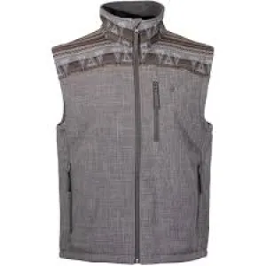 HOOEY MENS SOFTSHELL VEST GREY W/BROWN & TAN AZTEC