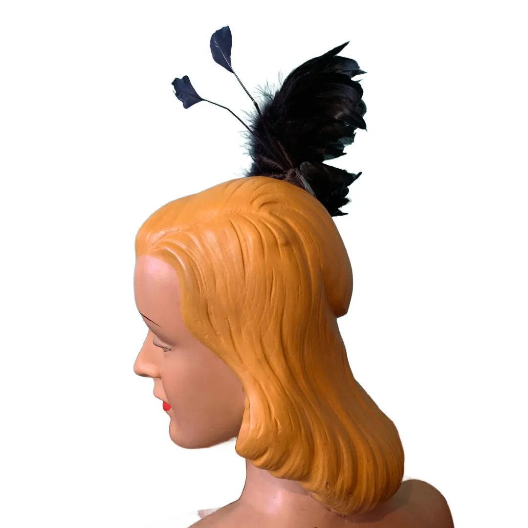Iridescent Curled Coq Feather Hair Piece circa 1890s