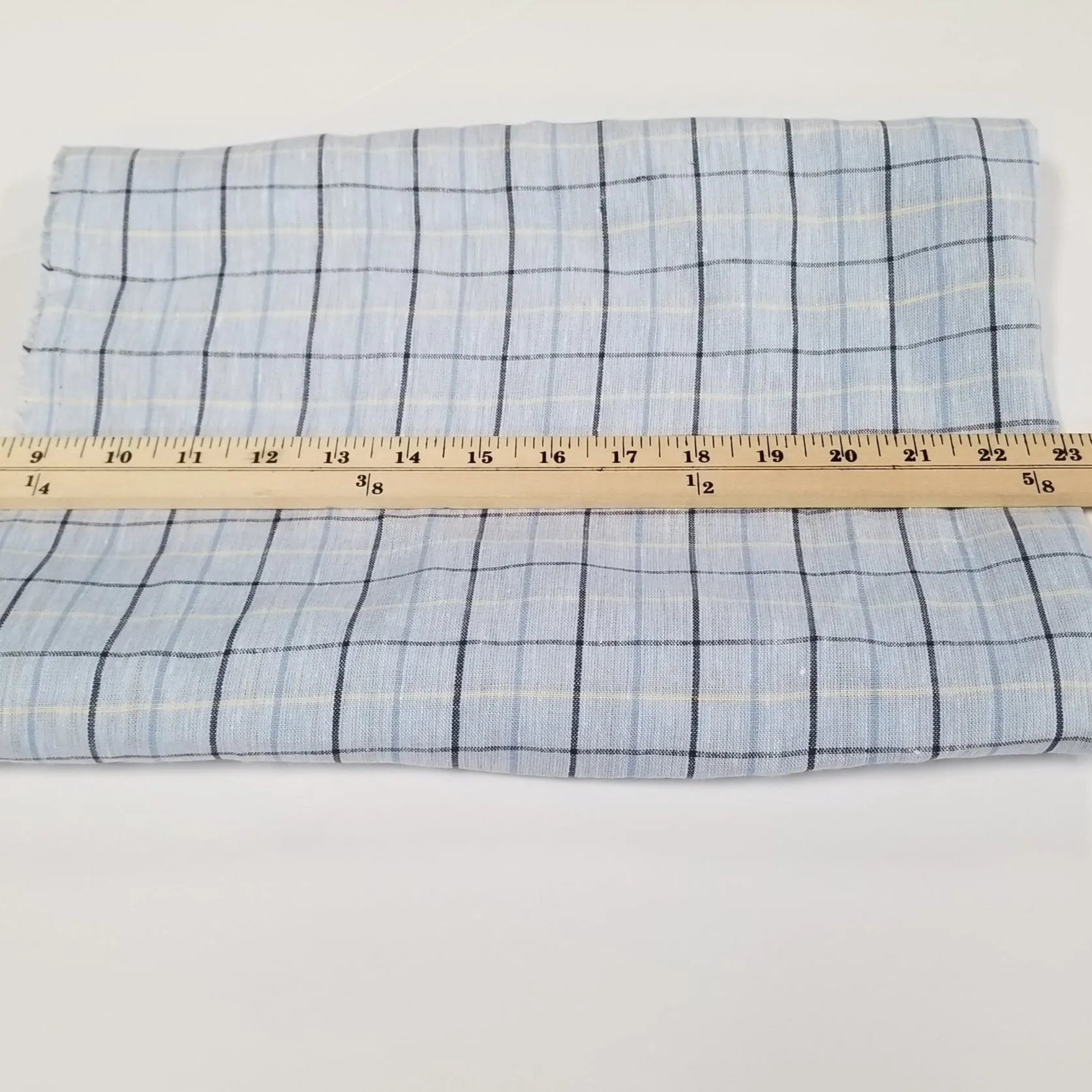 Irish Linen Light Blue and Yellow Plaid Spence Bryson Woven 150 GSM- by the yard